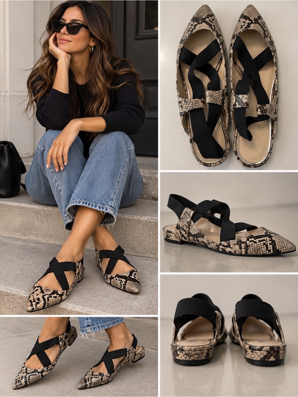 Jessica Simpson Lurina Snakeskin Pointed-Toe Flats – Women’s 8.5